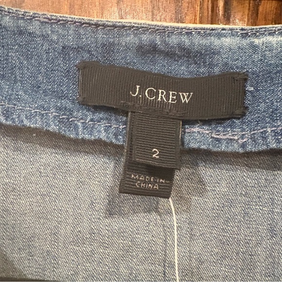 J. Crew NWT $118/80 Sz 2 P2P 19” Embroidered Soutache Denim Tunic Chambray Top - Picture 3 of 10